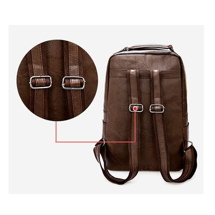 Vintage Leather Backpack | Large Capacity | Multifunctional Business Bag | Zip Flap Design