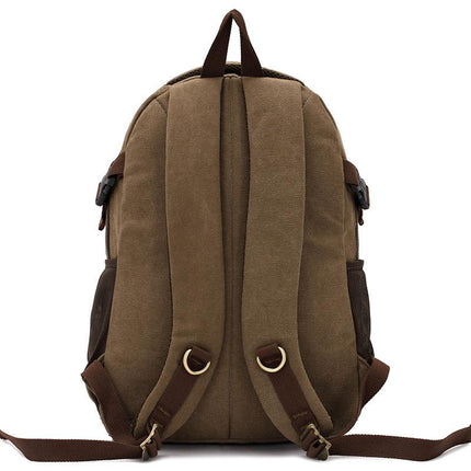 Men's Wear-Resistant Canvas Backpack | Square Vertical Design | Plain Pattern | Lightweight | Durable