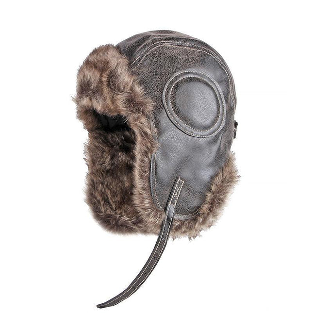 Men's Winter Hat | PU Leather | Retro Style | Warm Earmuffs | Adjustable Fit | Water-Resistant | Durable | Vintage-Inspired | Outdoor Activities | Skiing | Hiking | Casual Wear | Cold Weather Accessory