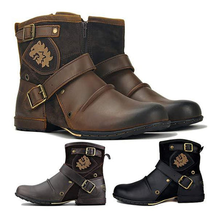 Men's Casual Leather & Suede Ankle Boots | Zip Closure | Breathable Leather Lining | Vintage Patina Finish | Comfortable Fit | Fashionable with Jeans or Chinos