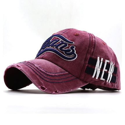 Men's Letter Embroidered Cotton Baseball Cap | Sports & Leisure Dome Hat | Breathable Sunshade for All Seasons | Short Brim | 54-56cm Adjustable