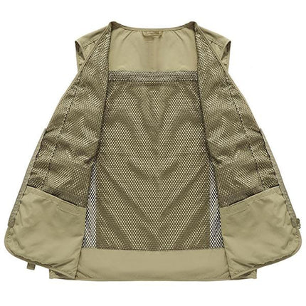 Men's Outdoor Quick-Drying Vest | Multi-Pocket | V-Neck | Zipper Closure | Removable Back | Mesh Patchwork | Breathable Lightweight Fabric | Ideal for Fishing, Cycling, Sports & Leisure Activities