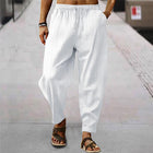 Men's Loose Fit Striped Trousers | Breathable Cotton Linen Blend | Casual Sports Pants | Elastic Drawstring Waistband | Stylish Comfortable Design | Ideal for Everyday Wear