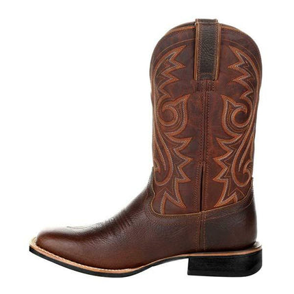 Men's Vintage Leather Tall Boots | Embroidered Design | Mid-Height | Slip-Resistant Sole | Comfortable Lining | Durable & Stylish | Classic Versatile Look | High-Quality Handcrafted Footwear
