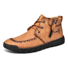 Vintage Leather Men's Booties | Flexible Rubber Sole | Lightweight Comfort | Casual Wear | Hand Sewn | High-Quality Fit