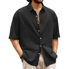Men's Hawaiian Short Sleeve Shirt | Casual Solid Colors | Button-Down Collar | 50% Premium Cotton or Linen Blend | Summer Vacation | Lightweight Breathable | Classic or Slim Fit | Easy Care