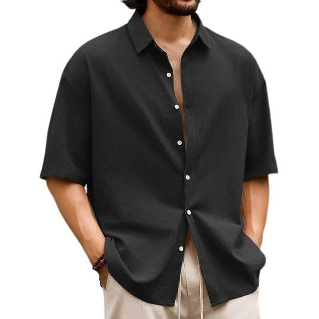 Men's Hawaiian Short Sleeve Shirt | Casual Solid Colors | Button-Down Collar | 50% Premium Cotton or Linen Blend | Summer Vacation | Lightweight Breathable | Classic or Slim Fit | Easy Care