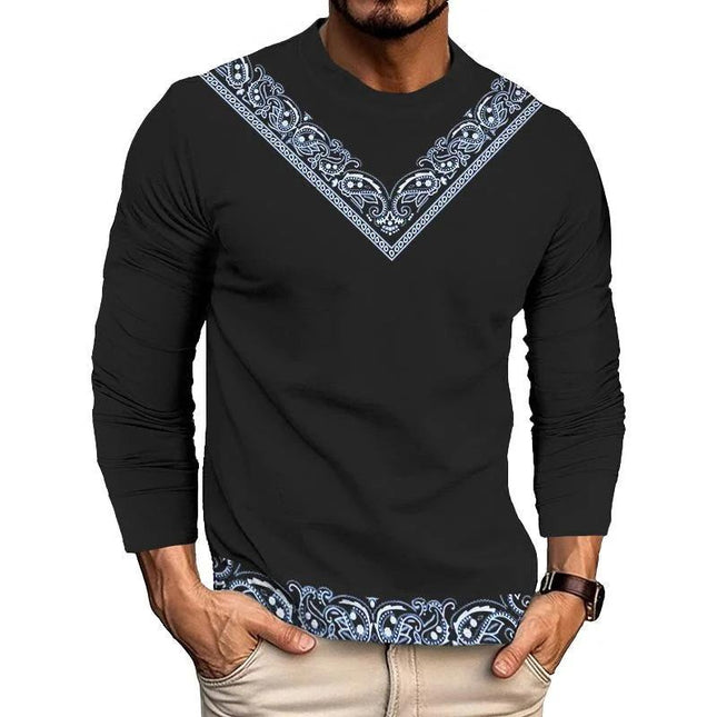 Men's Graphic Long Sleeve T-Shirt | Casual Round Neck | Soft Cotton Blend | Various Colors & Prints
