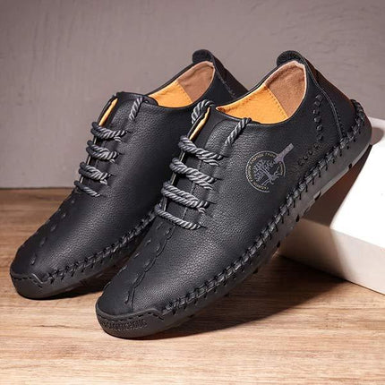Men's Casual Vintage Leather Loafers | Hand Stitched | Flexible Rubber Sole | Medium Width Shoes