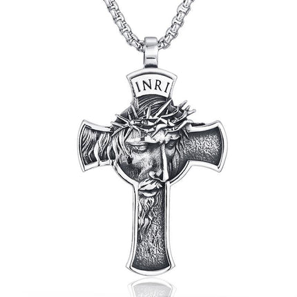 Vintage Cross Faith Pendant Necklace | Casual Religious Jewelry | Unisex Chain Necklace