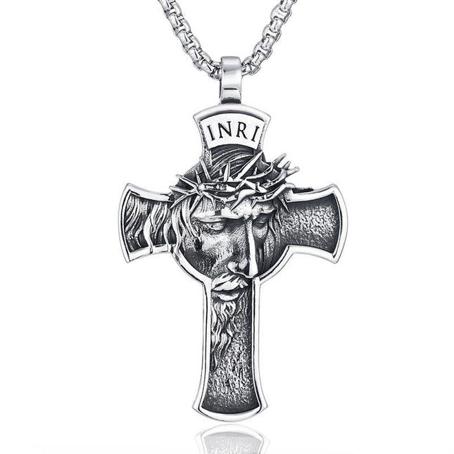 Vintage Cross Faith Pendant Necklace | Casual Religious Jewelry | Unisex Chain Necklace
