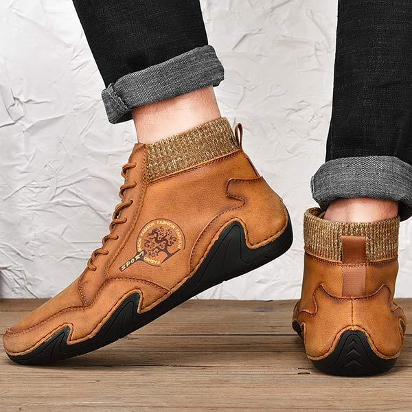 Vintage Leather Ankle Boots for Men | High-Quality Fit | Flexible Rubber Sole | Lightweight & Comfortable | Casual Boots for Work & Weekend