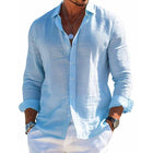 Men's Cotton Linen Lapel Shirt | Casual Long Sleeve | Solid Color | Breathable Lightweight | Relaxed Fit | Effortless Style | Versatile Look | Machine Washable