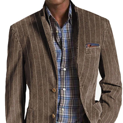 Men's Blazer | Vintage Style | Striped Pattern | Notched Lapel | Single-Breasted Two-Button | High-Quality Fabric | Regular Fit | Versatile for Casual & Semi-Formal | Tailored Look with Functionality