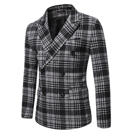 Men's Plaid Blazer | Autumn Winter Lapel Jacket | Thickened Wool-Blend Outerwear | Tailored Fit | Notched Lapel | Formal Business Casual Style | Full-Length Sleeves | Durable Lining | Warm & Elegant