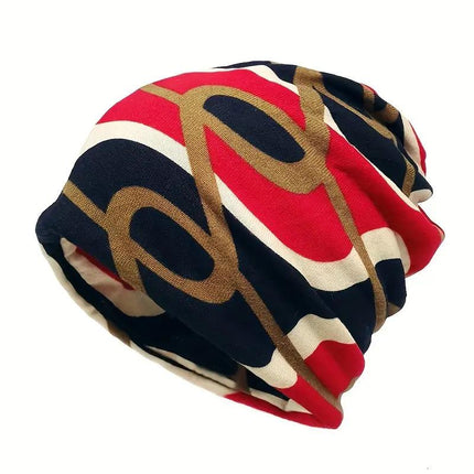 Men's Versatile Printed Neck Gaiter Beanie Hat | Dual-Purpose Scarf & Headwear | Polyester-Spandex Blend | Modern Design | Outdoor & Casual Use | Moisture-Wicking Fabric | Adjustable Fit