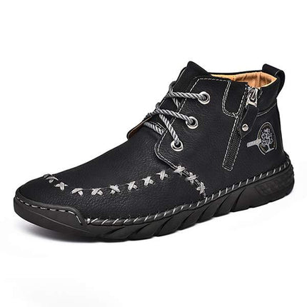 Vintage Leather Men's Booties | Flexible Rubber Sole | Lightweight Comfort | Casual Wear | Hand Sewn | High-Quality Fit