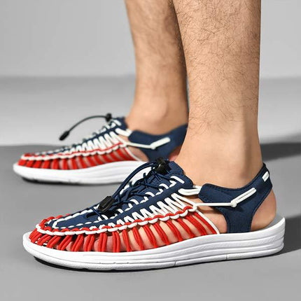 Men's Handwoven Beach Sandals | Comfortable | Lightweight | Breathable | Casual Summer Footwear | Slip-On Design | Versatile Style | Durable Materials | Ideal for Beach or Pool
