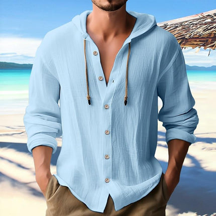 Men's Long Sleeve Solid Color Hoodie | Single Breasted Design | Casual Outerwear | Soft Fabric | Front Pockets | Versatile Style