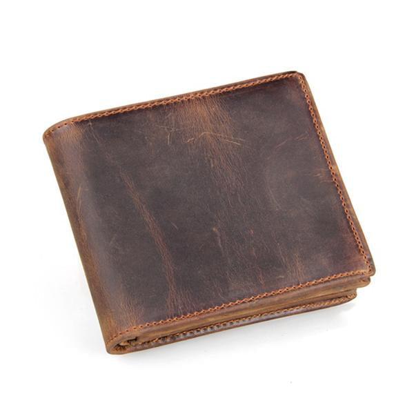 Premium Leather Wallet | Vintage Style | Compact & Lightweight | 3 Card Slots | 1 Zipper Pocket | Transparant ID Window | 2 Bill Pockets | Sleek Retro Design | Durable | Handmade Craftsmanship