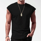 Men's Cotton Blend Loose Fit Sleeveless Sports T-Shirt | Round Neck Pullover | Breathable Workout Gym Tee | Casual Fitness Top | Summer Autumn Spring Activewear
