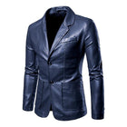 Men's Vintage Style Blazer | Two Button PU Leather Jacket | Slim Fit | Single Breasted | Classic Lapel | Stylish Outerwear | Fashion Forward | High Quality Craftsmanship | Versatile & Durable