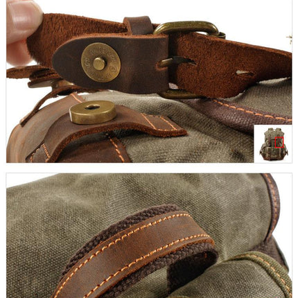 Vintage Men's Canvas Leather Backpack | Multi-Pocket | Outdoor | Casual | Durable Canvas | Leather Accents | Adjustable Straps | Versatile | Travel & Daily Use | Stylish Design | Secure Zipper Closure | Comfortable Carry