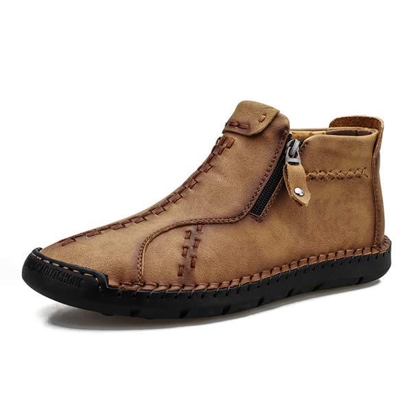 Men's Vintage Leather Boots | Casual Footwear | Comfortable Rubber Sole | Lightweight Design | High-Quality Fit