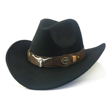 High Quality Suede Western Cowboy Hat | Crushable Outdoor Design | Vintage Faux Leather Hatband with Bull Head Pattern | Casual Style | Perfect for Travel, Hiking, Hunting, Riding | All Season Wear