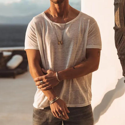 Men's Loose Fit T-Shirt | Slub Cotton | Casual Solid Color | Short Sleeve Round Neck | Comfortable & Breathable | Versatile Styling | Durable & Easy Care | Perfect for Everyday Wear