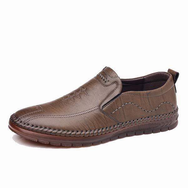 Men's Dress Shoes | Vintage Leather | Slip-On | Business Casual | Exposed Gore | Soft Non-Slip Oxford Sole