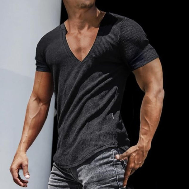 Men's Slim Fit V-Neck T-Shirt | Short Sleeve Sport Top | Moisture-Wicking | Breathable Fabric | Casual & Active Wear | Stylish & Comfortable | Versatile for Workouts & Everyday Outfits