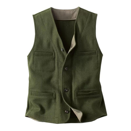 Men's Vintage Wool Blend Vest | V-Neck Single-Breasted | Multi-Pocket Design | Classic Style | Comfortable Fit | Durable Construction | Warmth and Elegance | Timeless Fashion