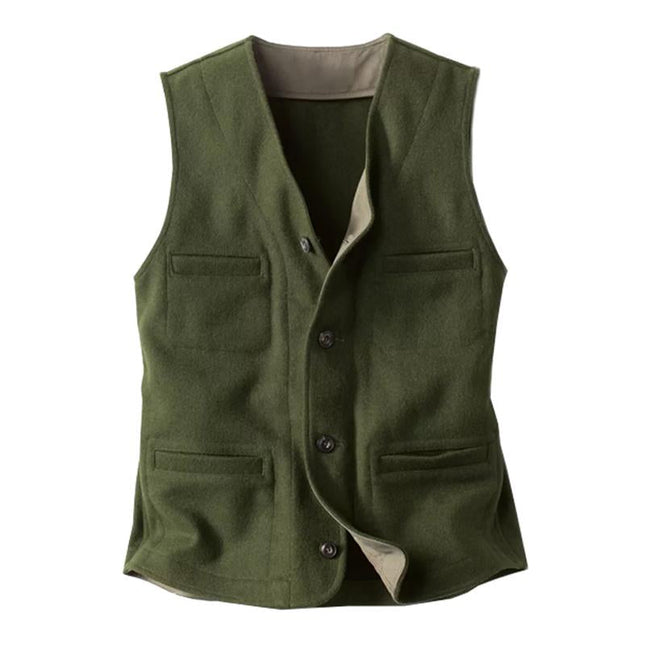 Men's Vintage Wool Blend Vest | V-Neck Single-Breasted | Multi-Pocket Design | Classic Style | Comfortable Fit | Durable Construction | Warmth and Elegance | Timeless Fashion