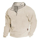 Men's Outdoor Sweatshirt | Cotton Blend Waffle Texture | Stand Collar with Zipper | Long Sleeves | Breathable & Durable | Active Fit | Ideal for Hiking & Casual Wear | Warm Layering Piece | Snug Cuffs