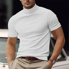 Men's Slim Fit T-Shirt | Solid Color | Half Turtle Neck | Short Sleeve | Modern Casual Top | Comfortable Blend Fabric | Versatile Wardrobe Staple | Stylish Tee for Layering