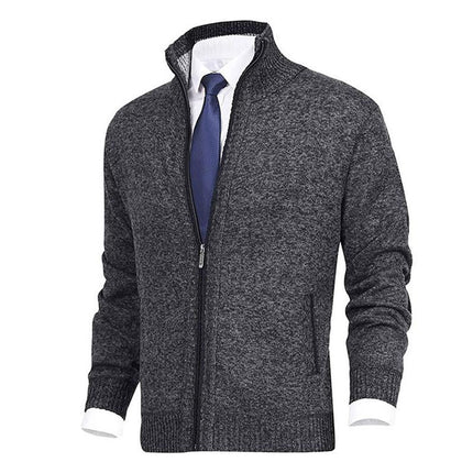 Men's Cardigan Sweater | Solid Color Stand Collar | Soft Durable Fabric | Modern Design | Regular Fit | Button Closure | Versatile Styling | Perfect for Casual and Formal Wear