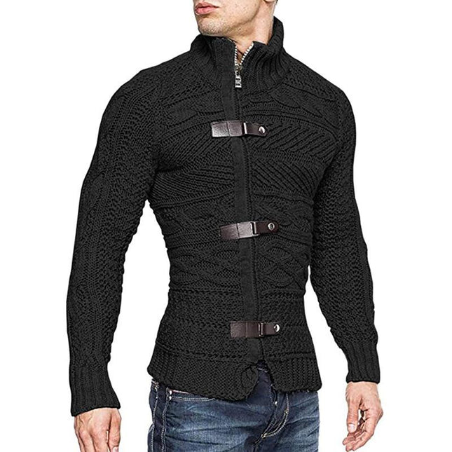 Men's Cable Knit Slim Cardigan | Stand Collar | Zipper Closure | Soft Breathable Fabric | Stylish Pockets | Comfortable Fit | Versatile Layering | Multiple Colors | Perfect for Casual & Semi-Formal | Easy Care