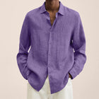Men's Loose Fit Cotton Blend Shirt | Long Sleeve | Lapel Collar | Casual Wear | Multiple Seasons | Single Breasted | Versatile Style | Classic Dress Shirt