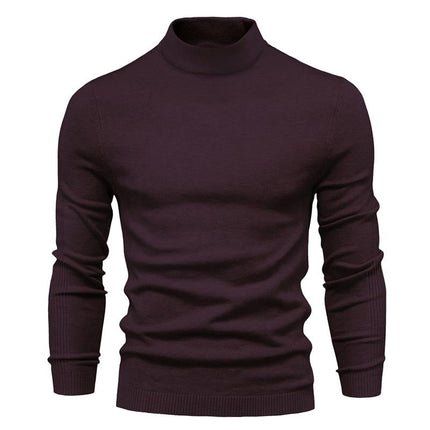 Men's Turtleneck Sweater | Solid Color Knit Pullover | Warm Casual Knitwear | Soft Comfortable Relaxed Fit | Fall Winter Essential | Versatile Ribbed Details