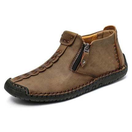 Vintage Leather Men's Casual Boots | Flexible Rubber Sole | Lightweight & Comfortable | Work & Weekend Footwear
