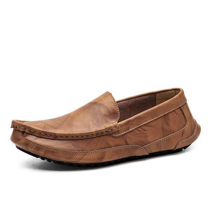 Men's Slip-On Leather Loafers | Medium Width | Comfort Fit | Durable Rubber Sole | Deconstructed Upper | Spring Summer Footwear