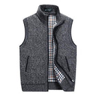 Men's Fleece Vest | Stand Collar | 2023 New Design | Soft Blended Fabric | Zipper Closure | Two Front Waist Pockets | Knitted Outerwear | Warm and Cozy | Ribbed Cuffs and Hem | Machine Washable