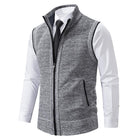 Men's Knitted Vest | Solid Color | Stand Collar | Sleeveless | Casual Outerwear | Tailored Fit | High-Quality Fabric | Stylish Layering | Transitional Seasons | Versatile Apparel | Modern Design