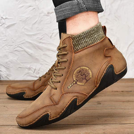 Vintage Leather Ankle Boots for Men | High-Quality Fit | Flexible Rubber Sole | Lightweight & Comfortable | Casual Boots for Work & Weekend