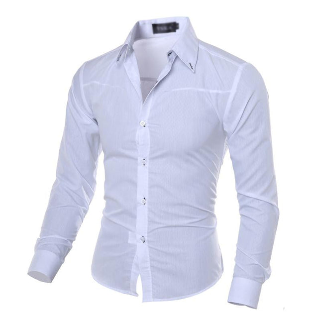Men's Diamond Pattern Long Sleeve Dress Shirt | Cotton Blend | Elegant Design | Dark Hue | Formal Casual Versatile Style