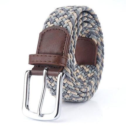 Men's Woven Elastic Belt | 3.4 CM Width | Durable Stretch | Handwoven Craftsmanship | Nickel Alloy Buckle | Versatile Fashion Accessory | Perfect for Chinos Jeans Slacks | Gift for Dad Friend Son