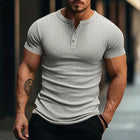 Men's Stretch Knit Henley T-Shirt | Short Sleeve Casual Top | Classic Button Placket | Comfortable Regular Fit | Breathable Fabric | Versatile Style for Everyday Wear