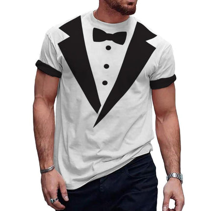 Men's Summer T-Shirt | Casual Bow Tie Print | Round Neck | Short Sleeve | Breathable Polyester | Bright Colorful Patterns | Soft & Moisture Wicking | Comfortable Fit | Fashionable Design