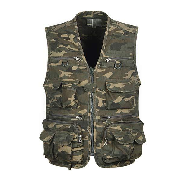 Men's Camouflage Vest | Soft Fabric | 2022 Design | Stand Collar | Adjustable Side Knots | Side Pockets | Breathable Mesh Lining | Urban Style | Outdoor Ready